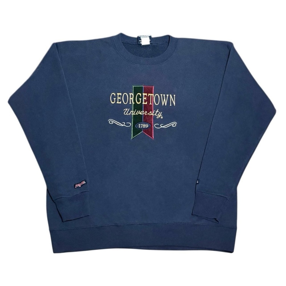 Vintage 90s Georgetown Hoyas Jansport College Crewneck Sweatshirt Blue